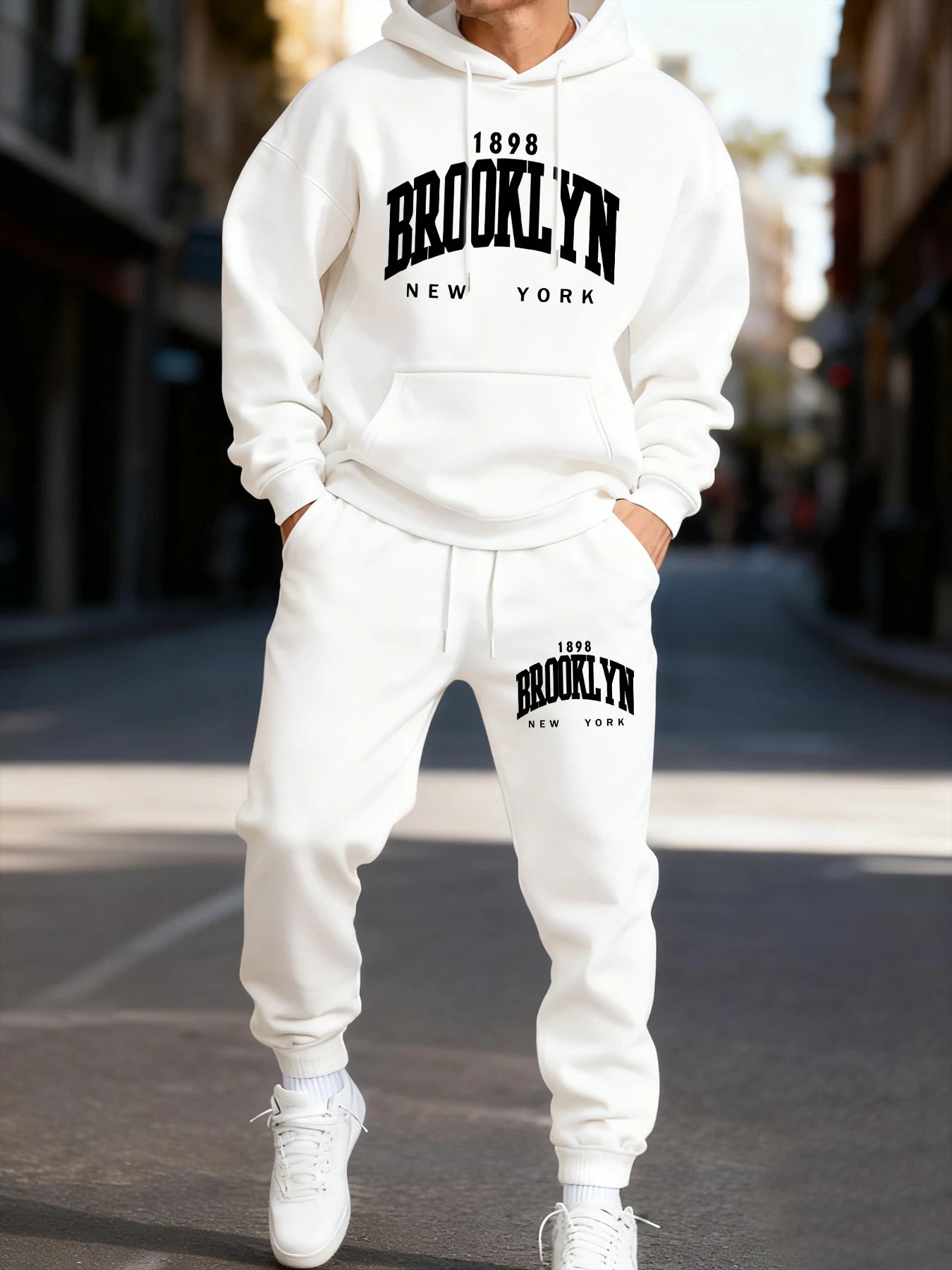 Autumn and winter men's set_ Fashionable fitness jogging pullover, hooded sweatshirt, sweatshirt and casual pants two-piece set