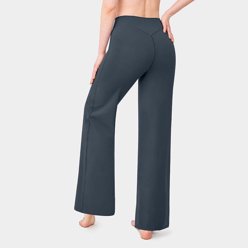 Loose Straight-leg Yoga Pants That Create A Slimming High-waisted Look