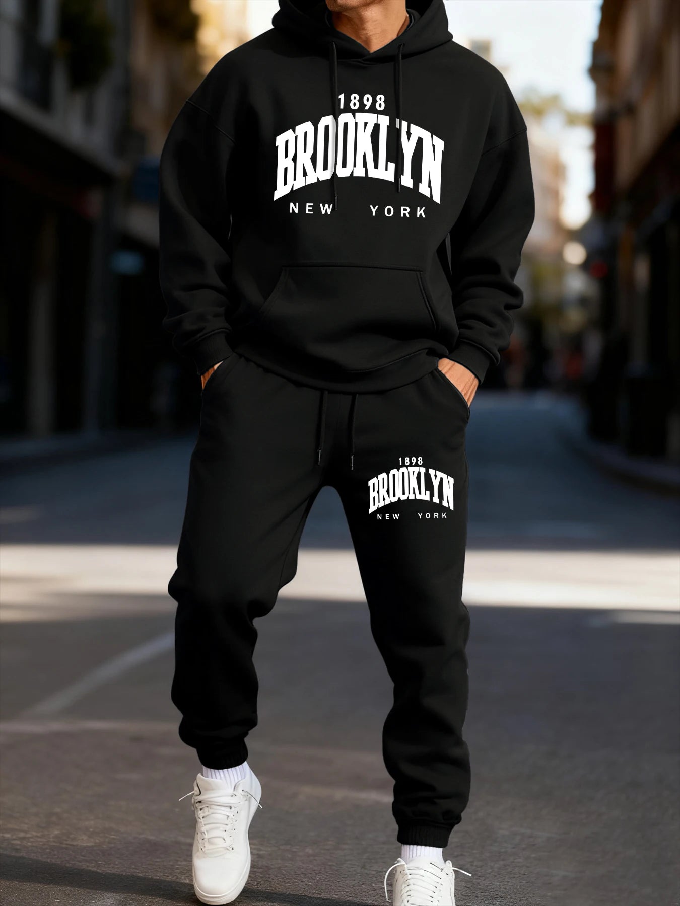 Autumn and winter men's set_ Fashionable fitness jogging pullover, hooded sweatshirt, sweatshirt and casual pants two-piece set