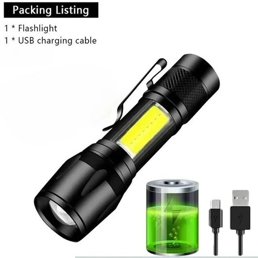 High-power Led Flashlight USB Rechargeable Torch Zoomable Light with Built-in Battery Camping Hiking Lantern Emergency Lamp