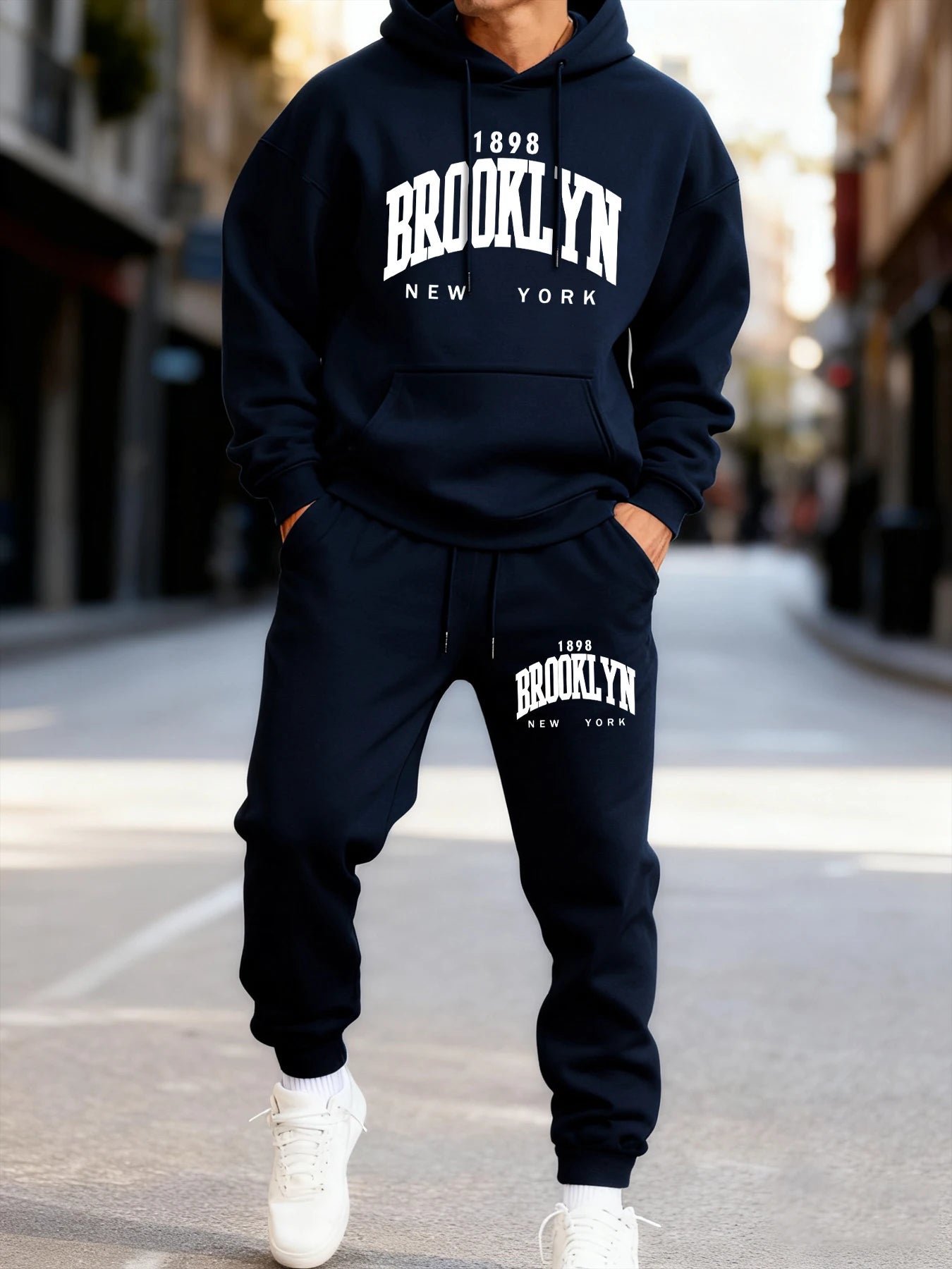 Autumn and winter men's set_ Fashionable fitness jogging pullover, hooded sweatshirt, sweatshirt and casual pants two-piece set