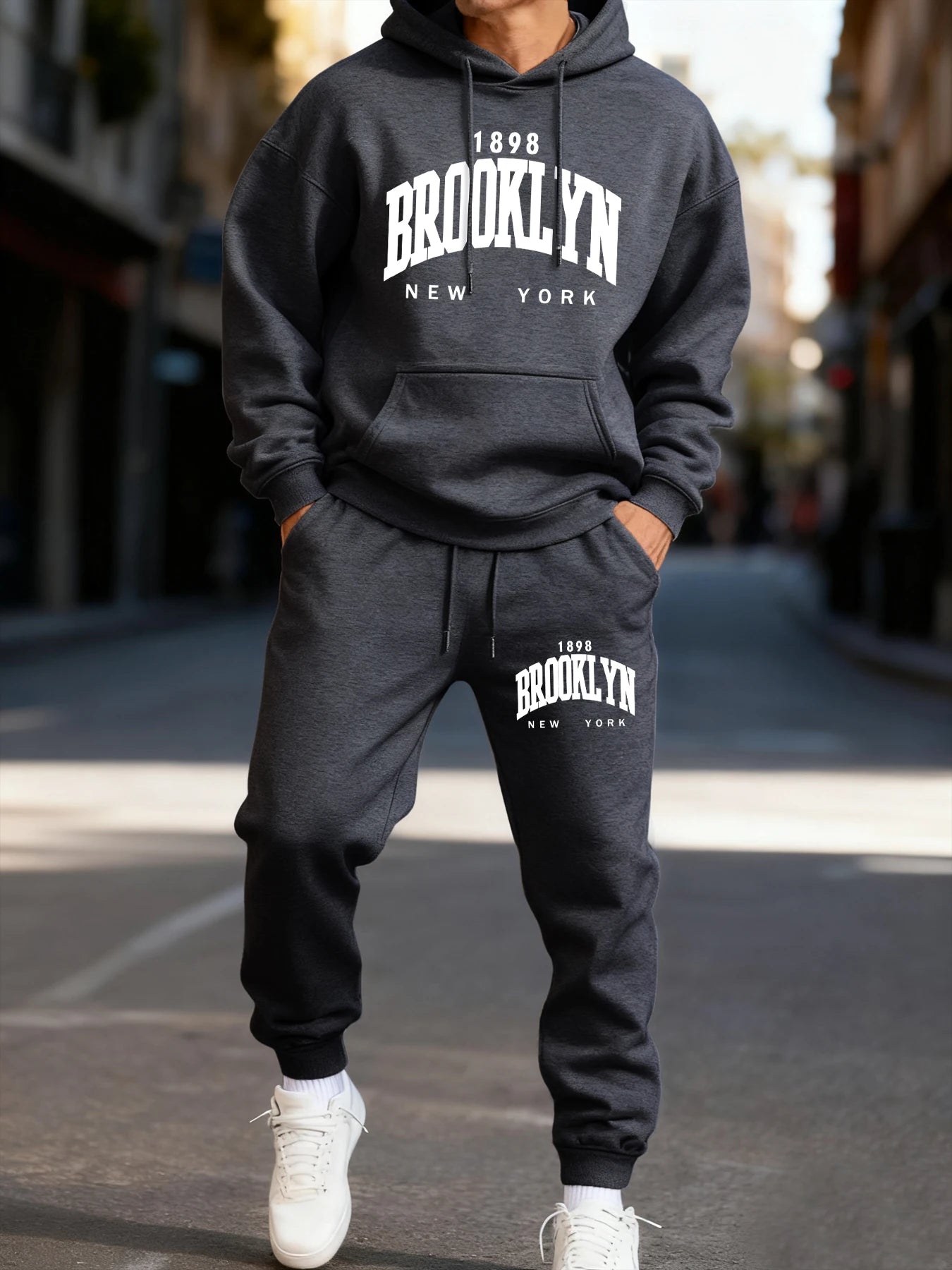 Autumn and winter men's set_ Fashionable fitness jogging pullover, hooded sweatshirt, sweatshirt and casual pants two-piece set
