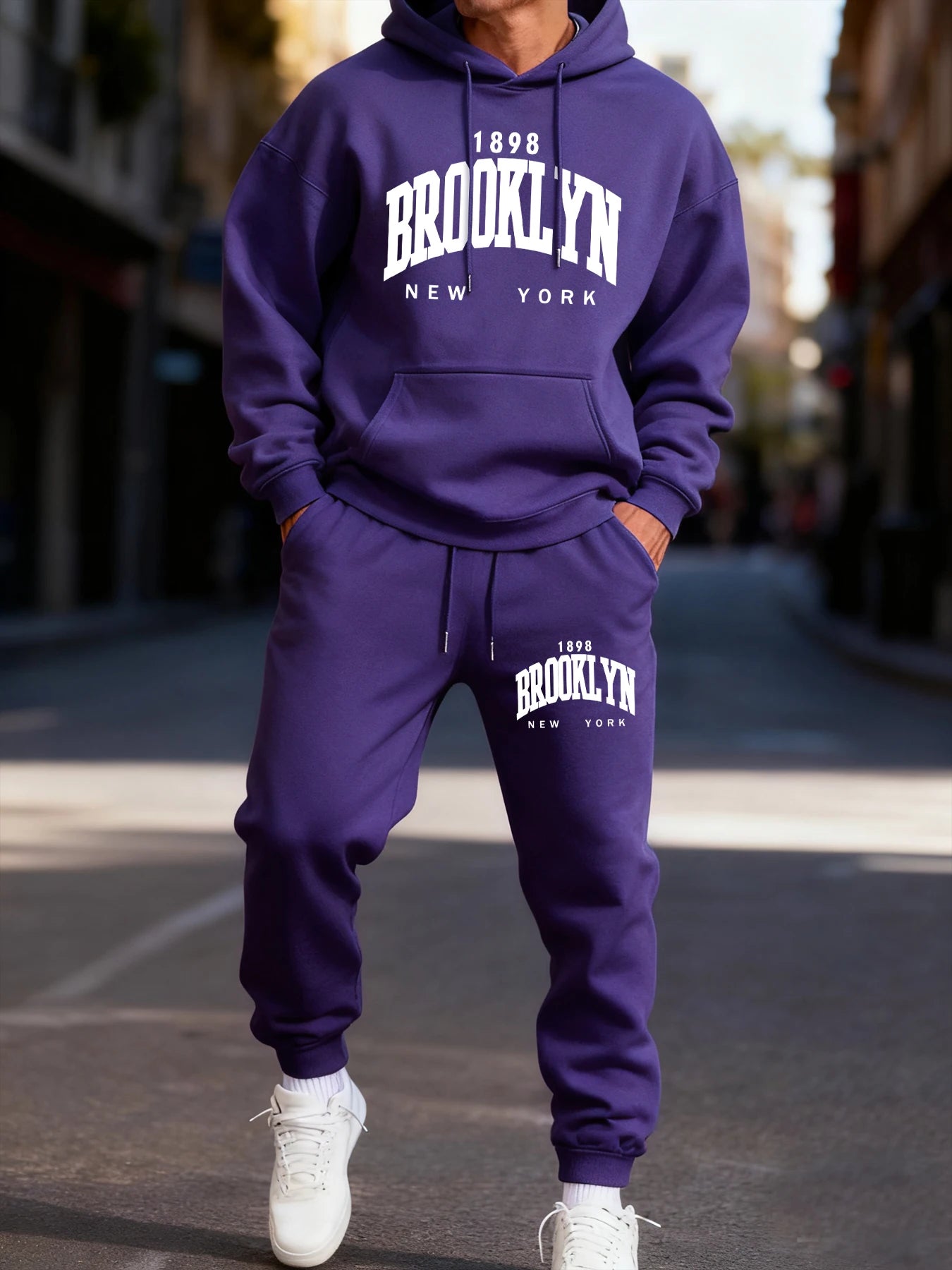 Autumn and winter men's set_ Fashionable fitness jogging pullover, hooded sweatshirt, sweatshirt and casual pants two-piece set